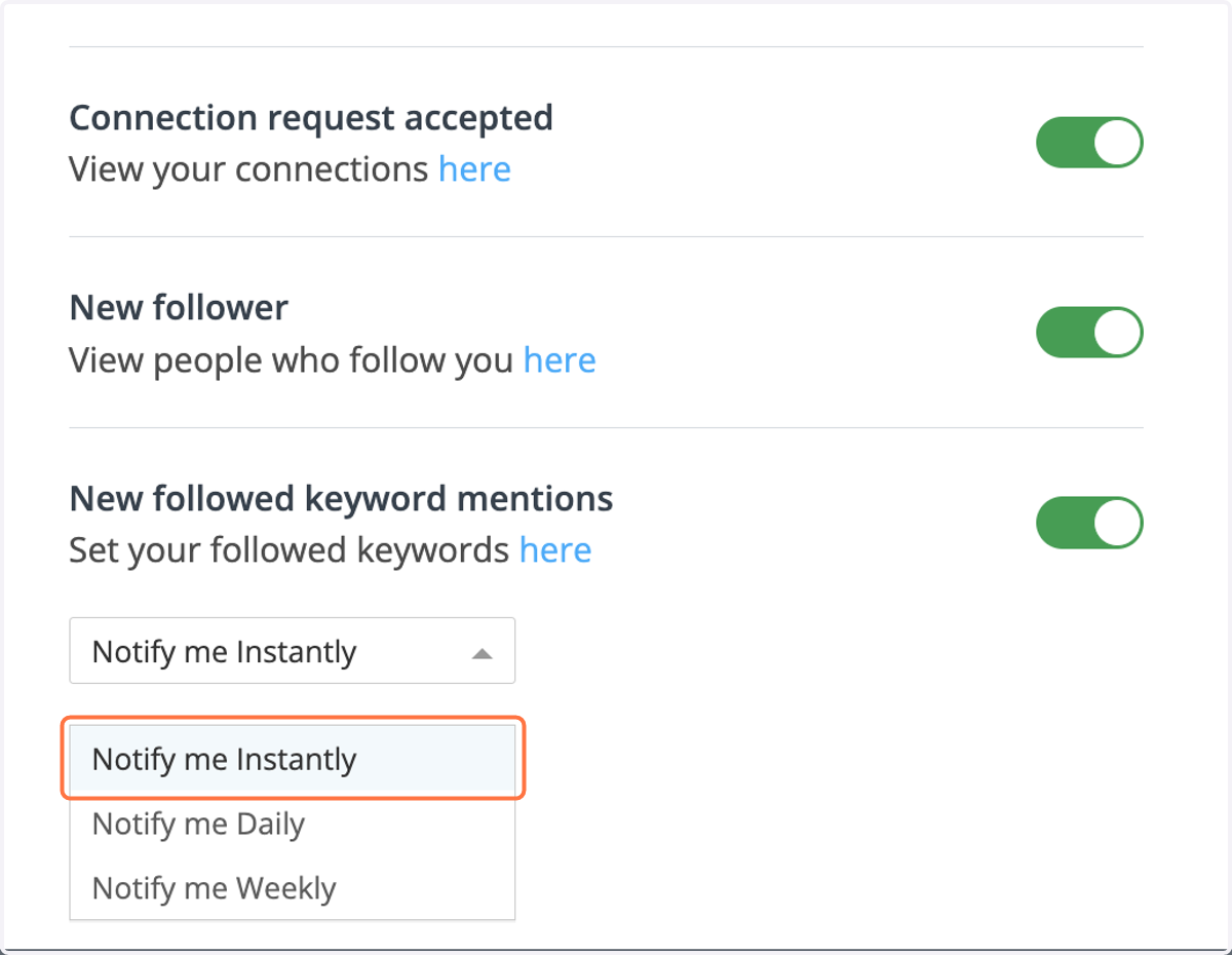 I recommend "Notify me Instantly" so you can be the most up to date