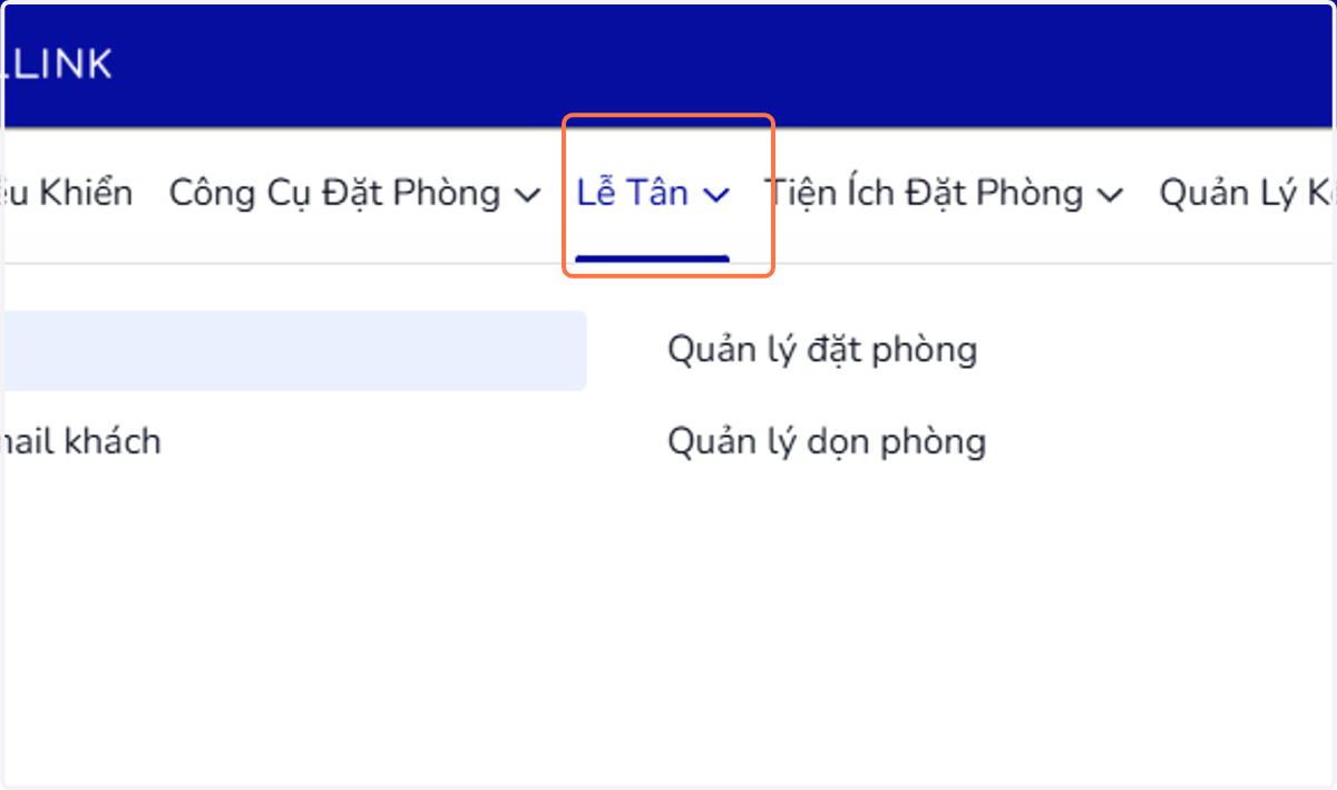 Nhấp vào Lễ tân