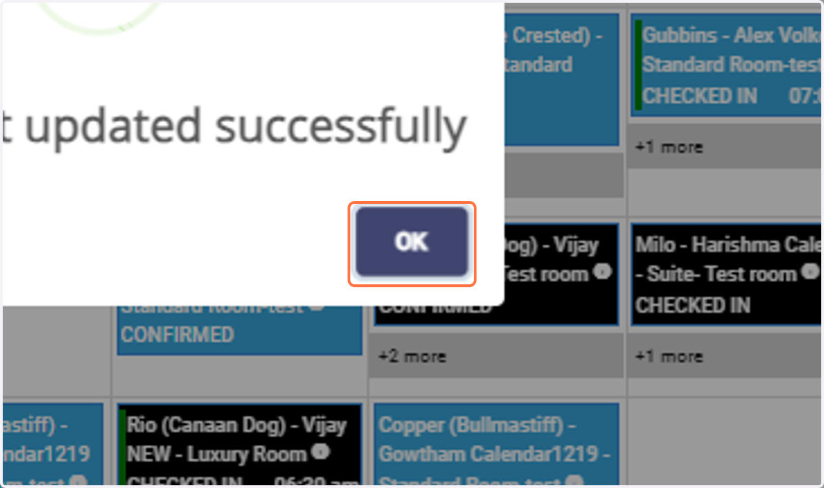 Click the "OK" button to finalize the room assignment change.