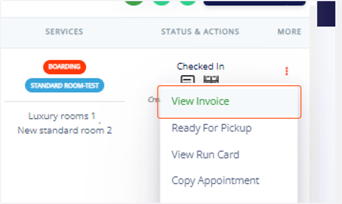 Select "View Invoice" from the available options.