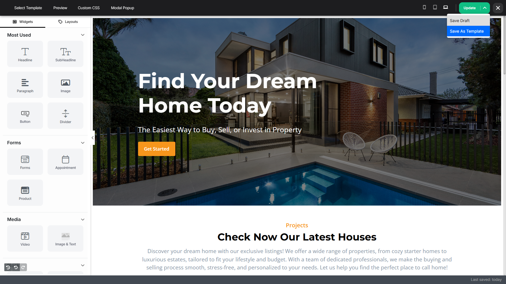 Step 3: From the dropdown menu, click Save As Template to apply the changes.