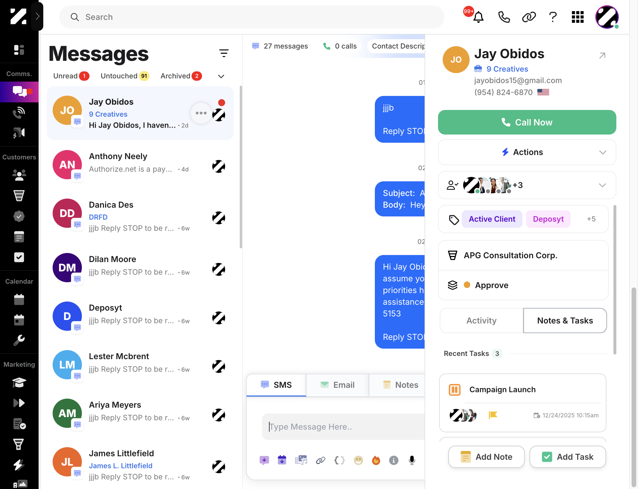Hover over a message conversation, then click the three-dots button,