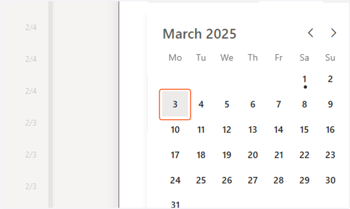 Select the desired time off start date