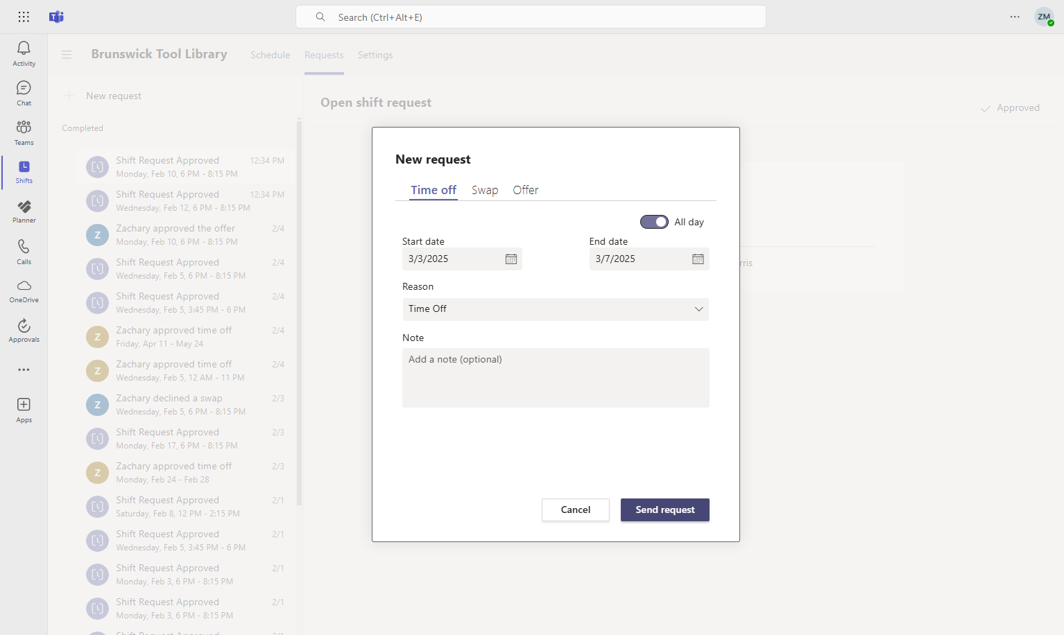 Click on Send request