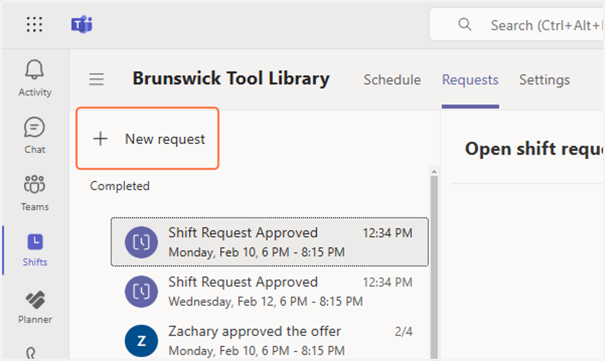 Click on Create a new request
