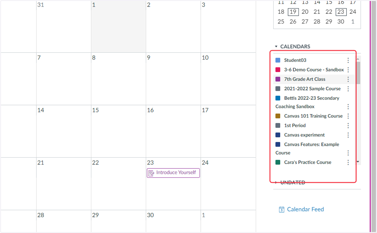 Calendars List