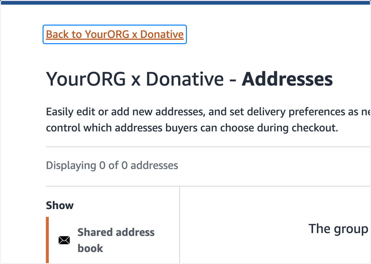 Click on Back to YourORG x Donative