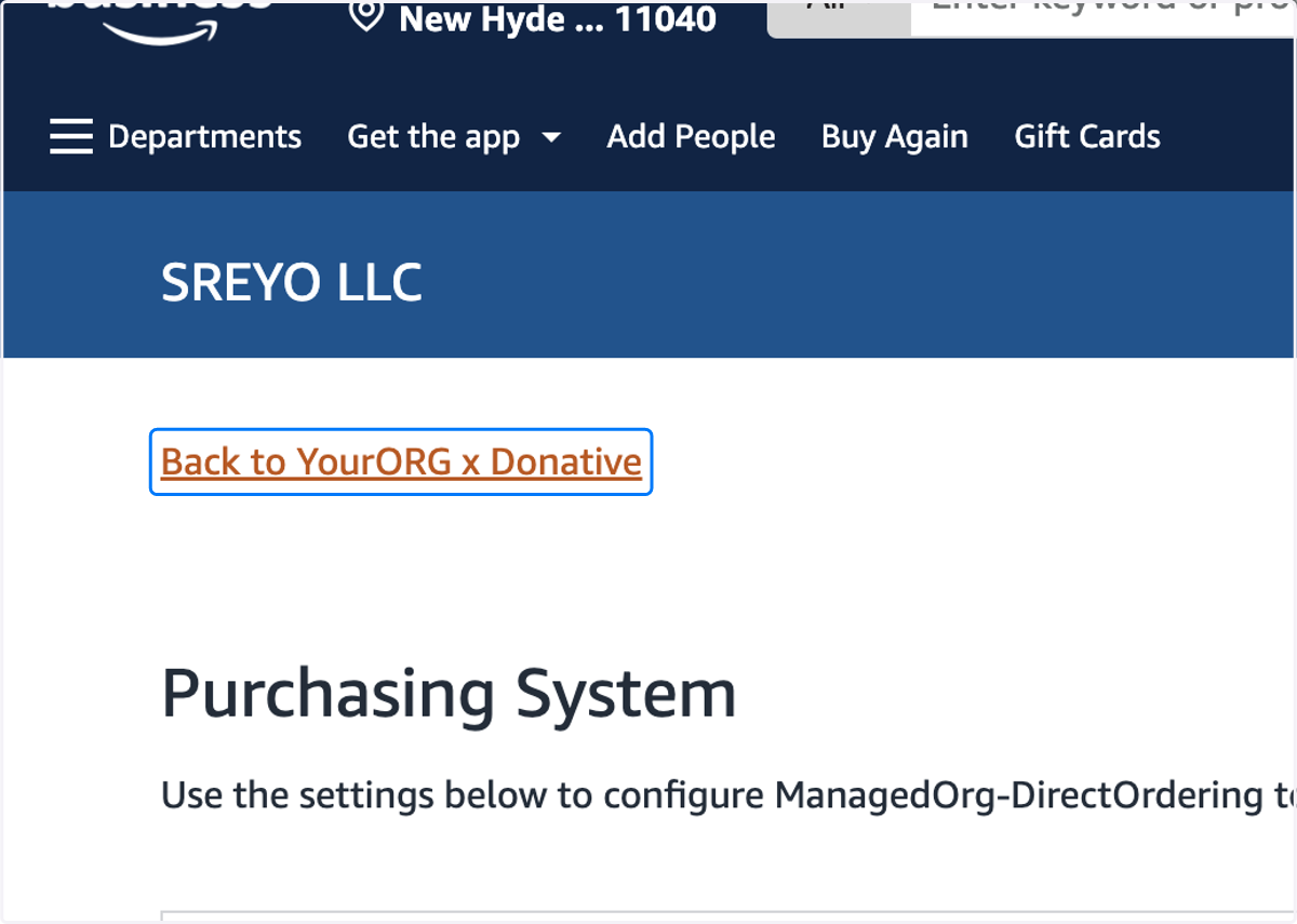 Click on Back to YourORG x Donative
