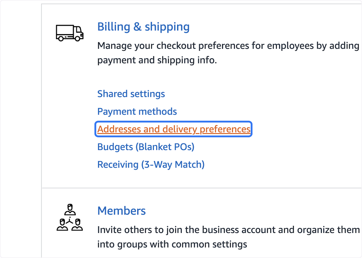 Click on Addresses and delivery preferences