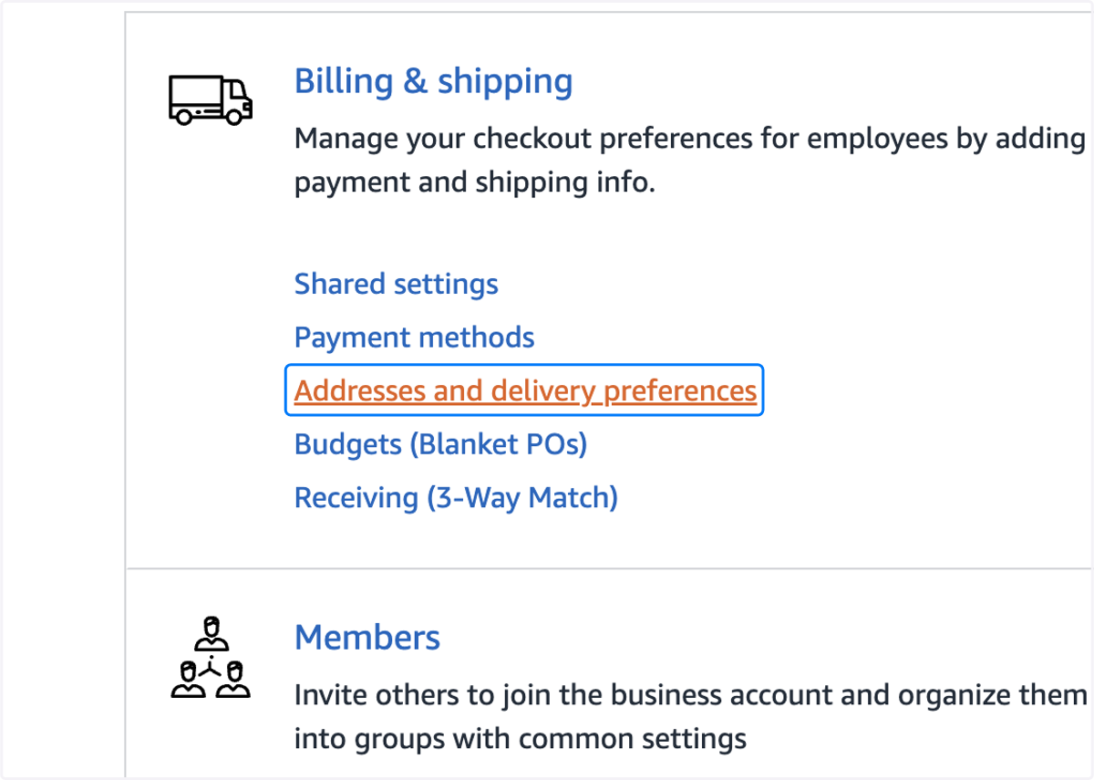 Click on Addresses and delivery preferences