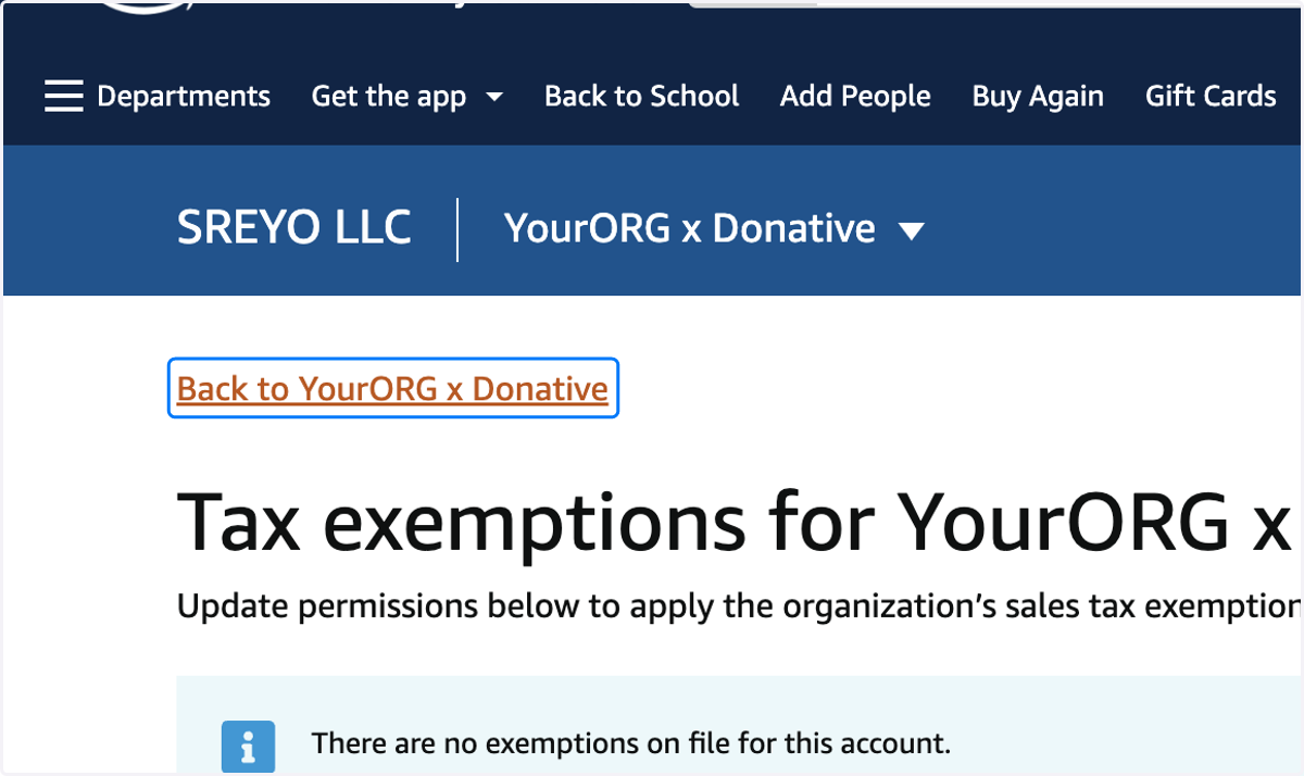 Click on Back to YourORG x Donative