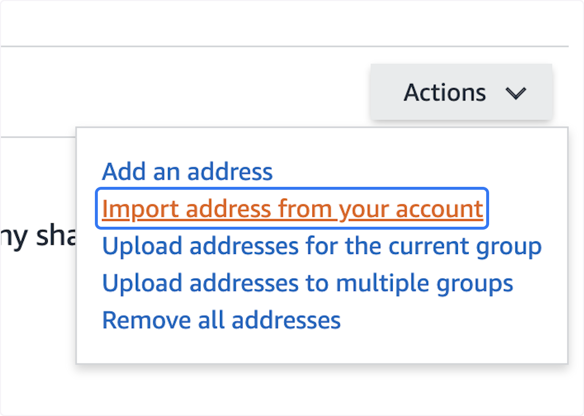Click on Import address from your account