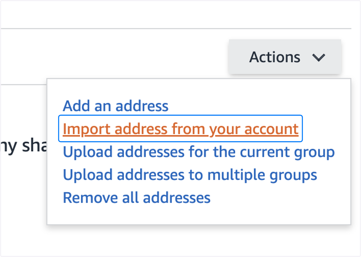 Click on Import address from your account