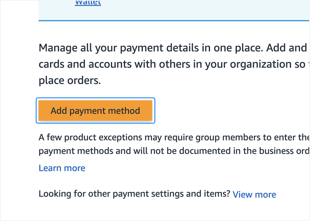 Click on Add payment method