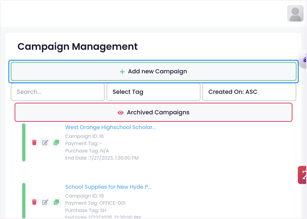 Click on Add new Campaign