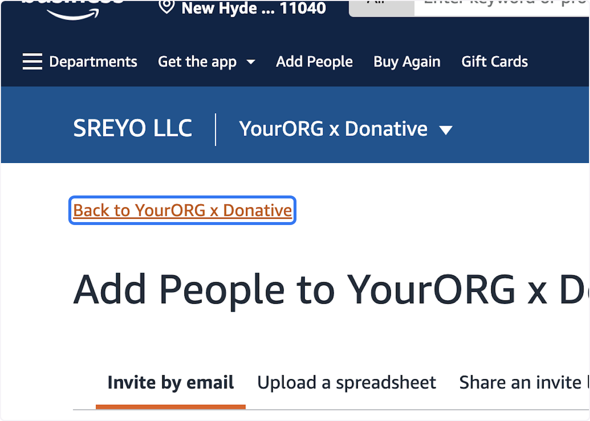 Click on Back to YourORG x Donative