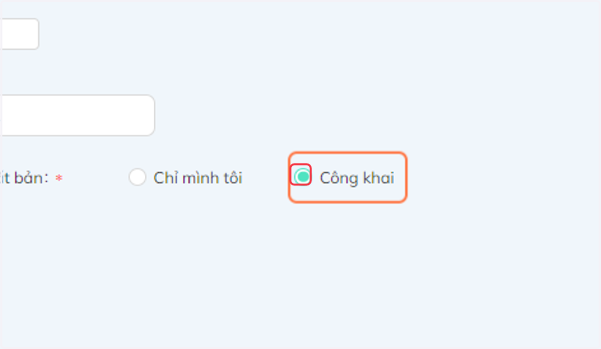 Nhấn chọn "Công khai" để ai cũng thấy được câu hỏi