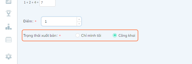 Tại thanh "Trạng thái xuất bản", chọn "Chỉ mình tôi" hoặc "Công khai"