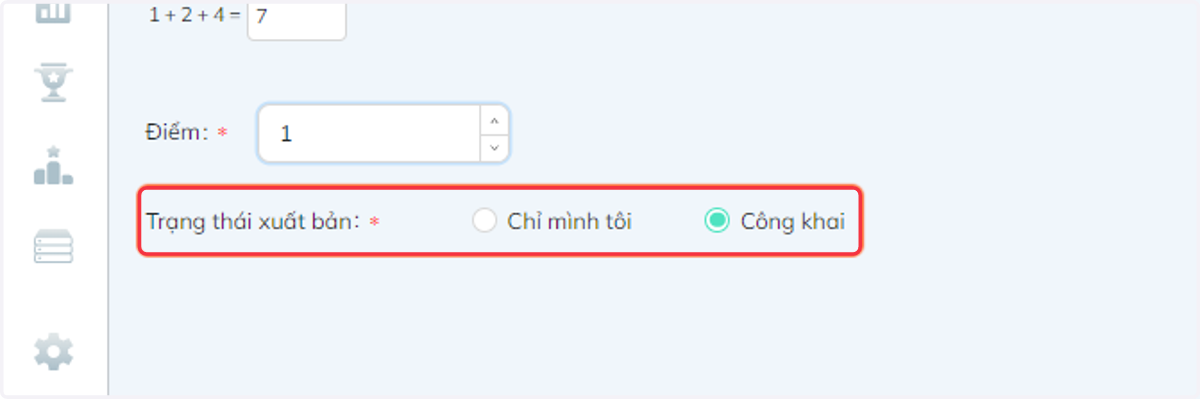Tại thanh "Trạng thái xuất bản", chọn "Chỉ mình tôi" hoặc "Công khai"