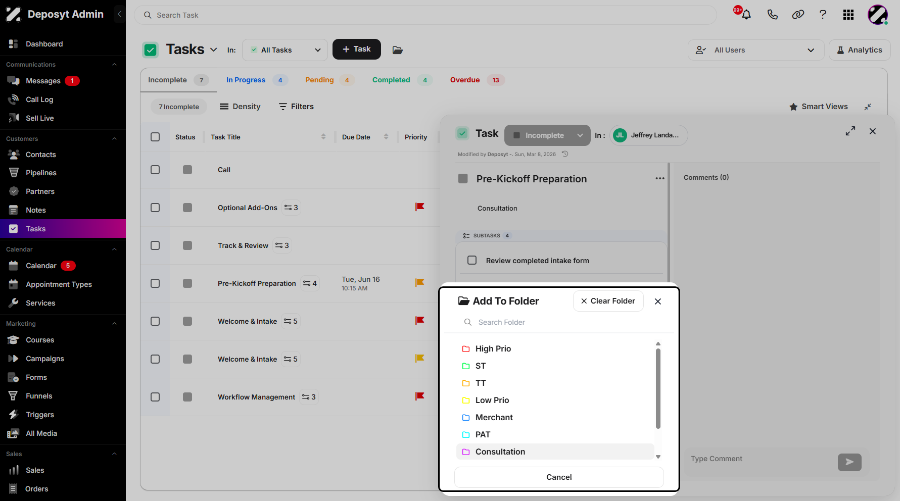 Step 7: A pop-up window will appear, displaying all existing folders available for selection.