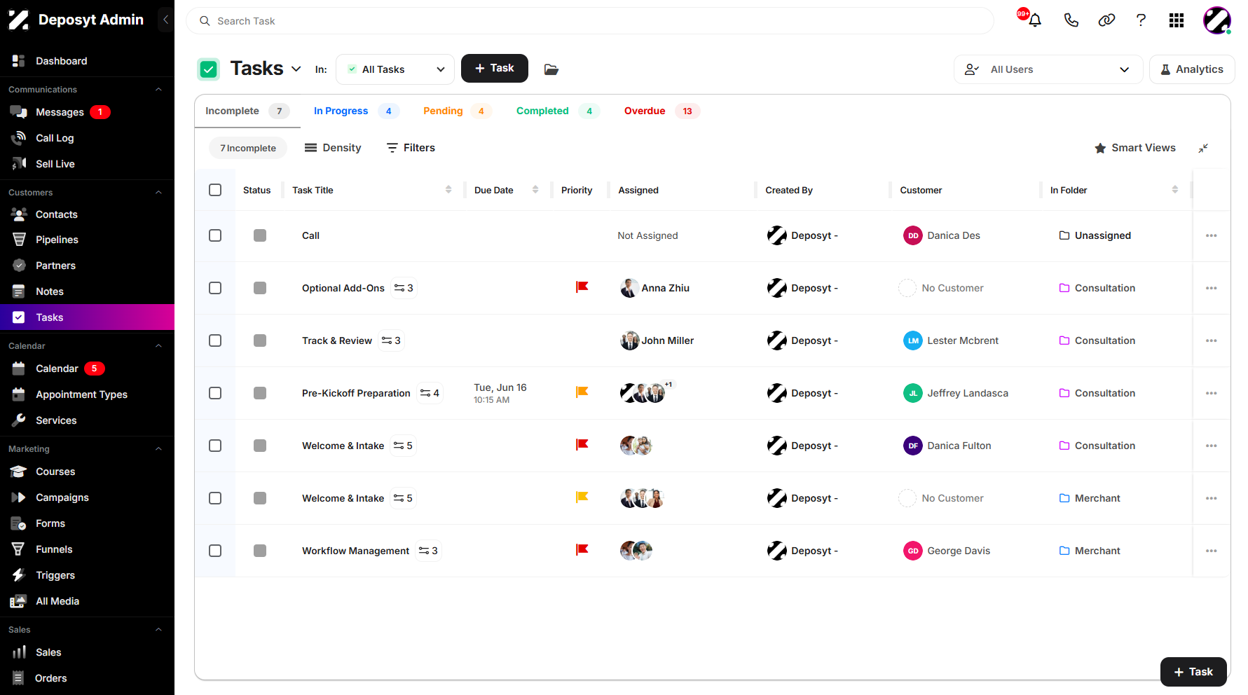 Step 2: You will then be navigated to the Tasks tab.