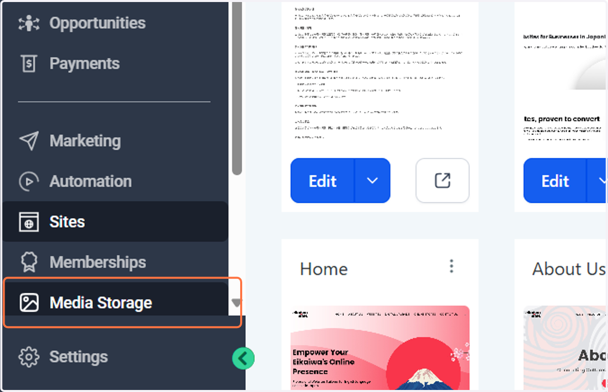 Click on Media Storage