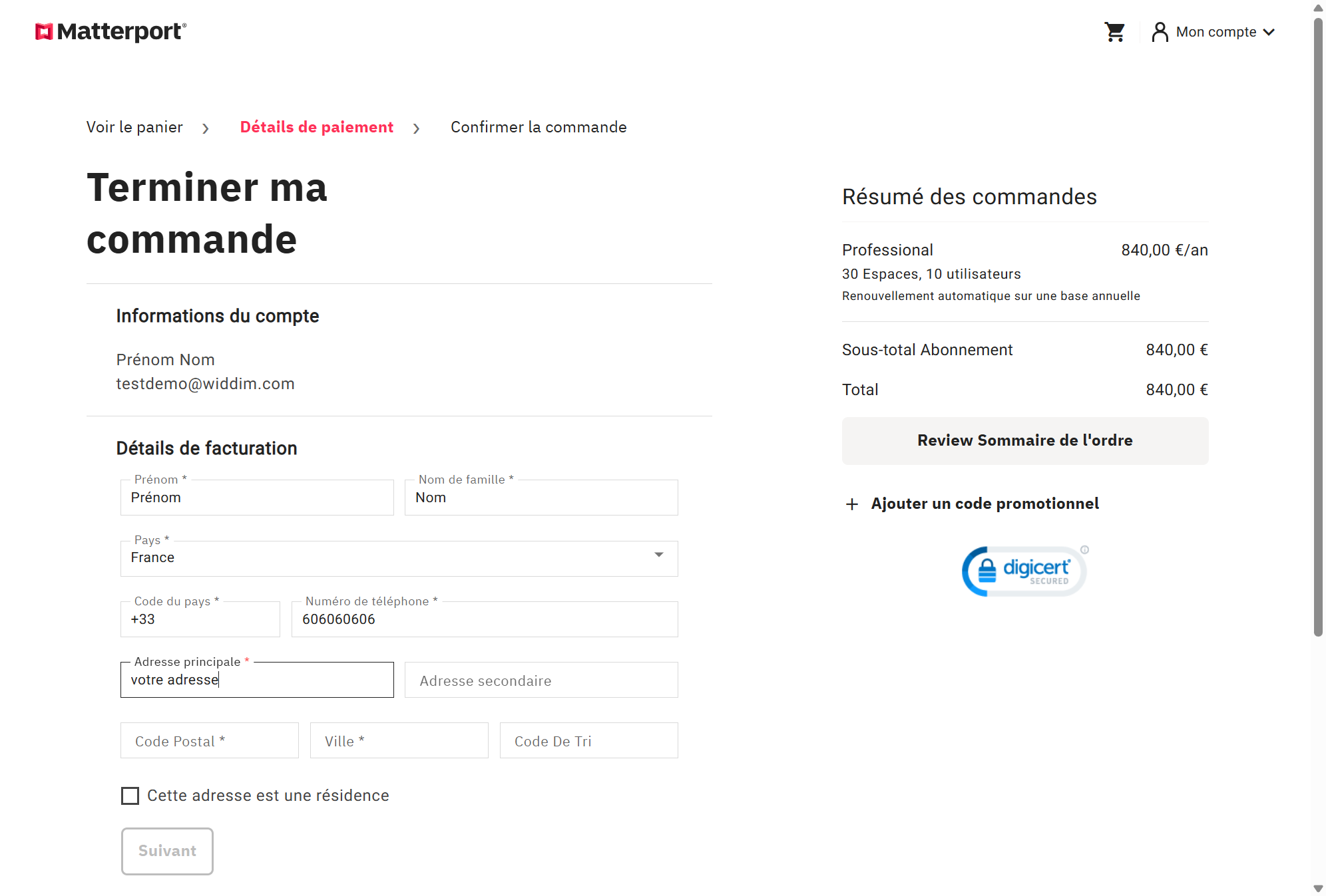 Enregistrez votre adresse postale