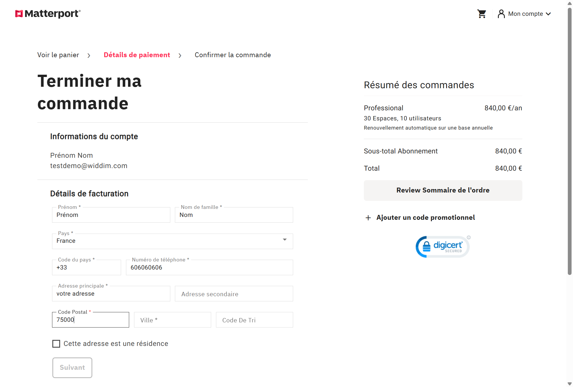 Enregistrez votre code postal