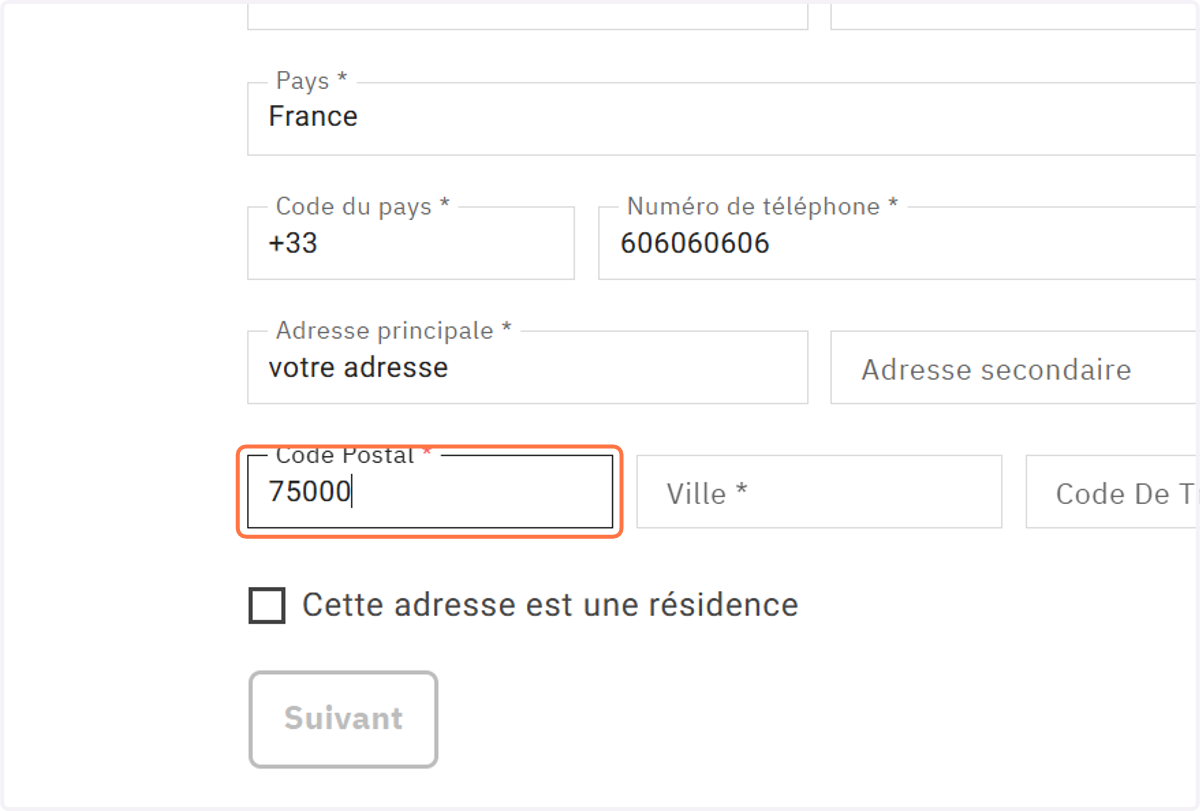 Enregistrez votre code postal