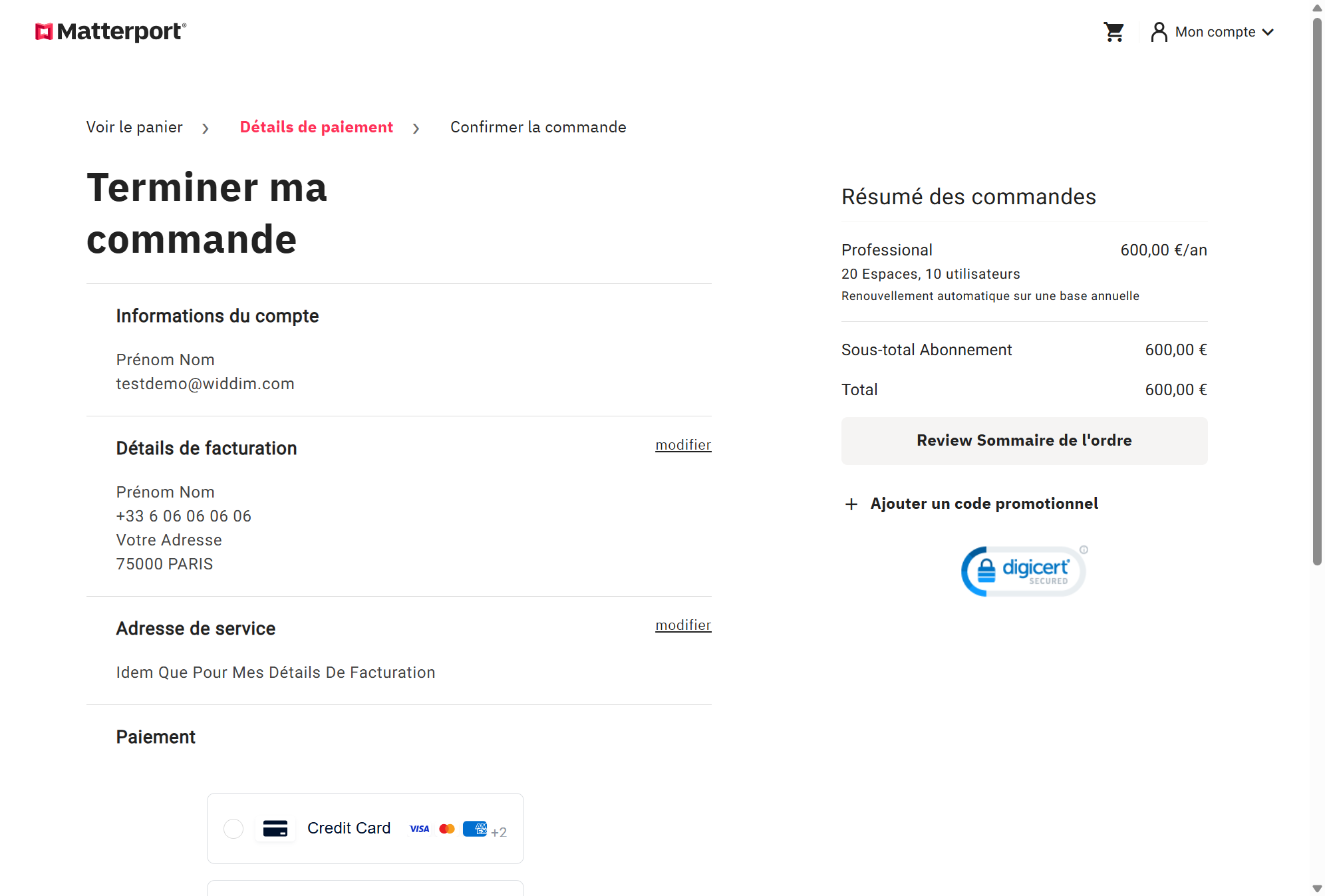 Vérifiez les informations enregistrées