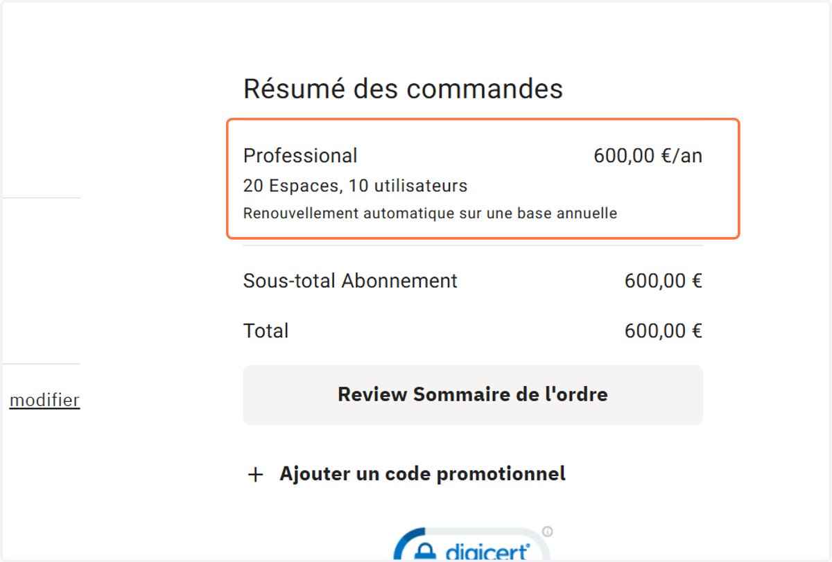 Vérifiez les informations enregistrées