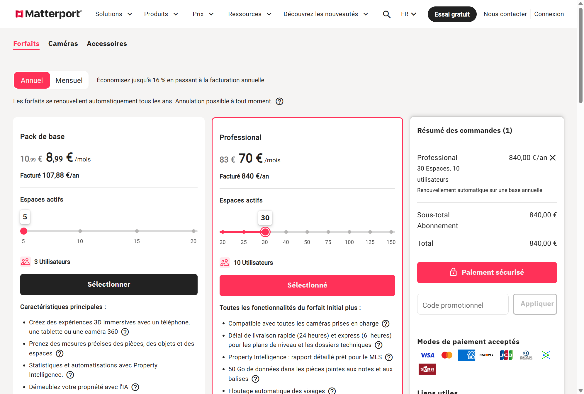 Cliquez sur "Paiement sécurisé"