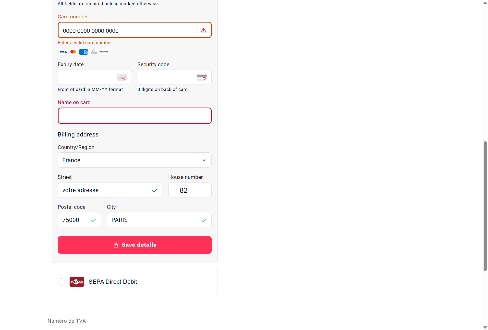 Cliquez sur "Save details"