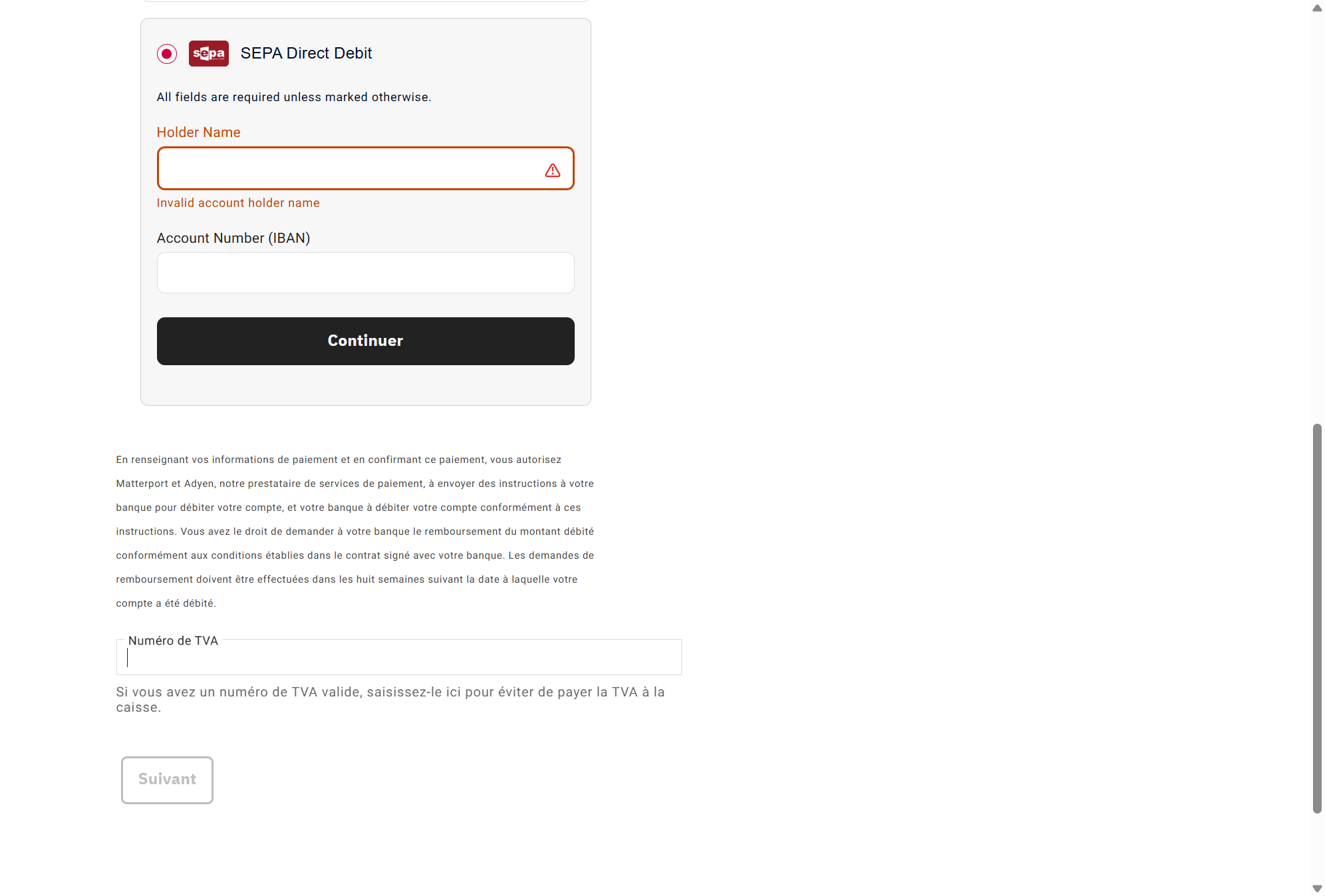 Renseignez votre numéro de TVA