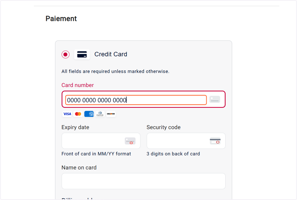 Enregistrez les informations de votre carte bancaire