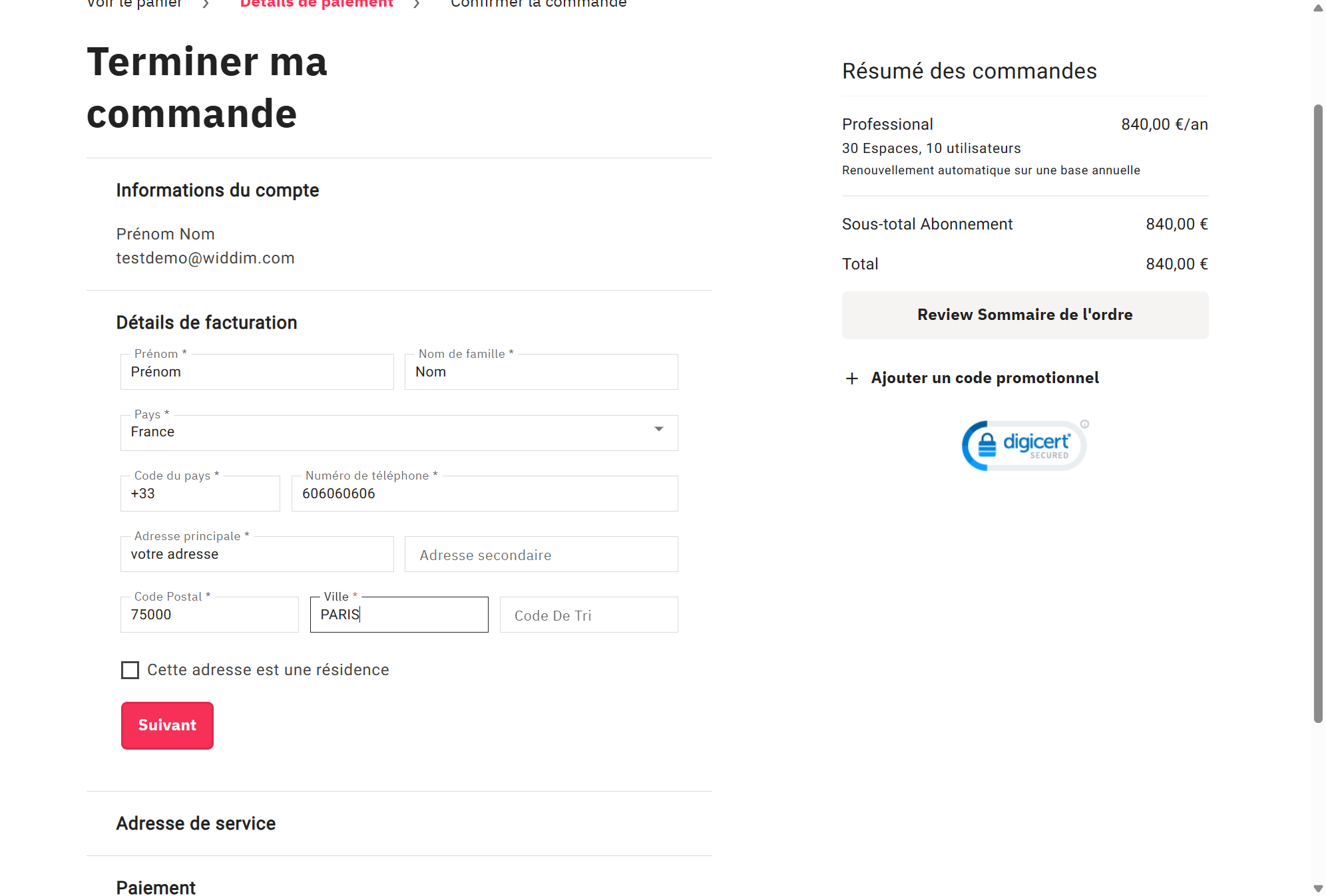 Cliquez sur "Suivant