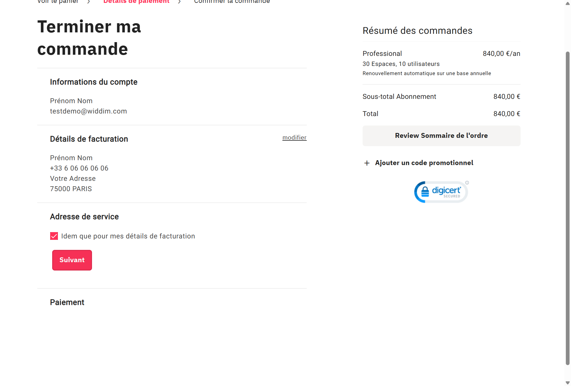 Cliquez sur "Suivant"