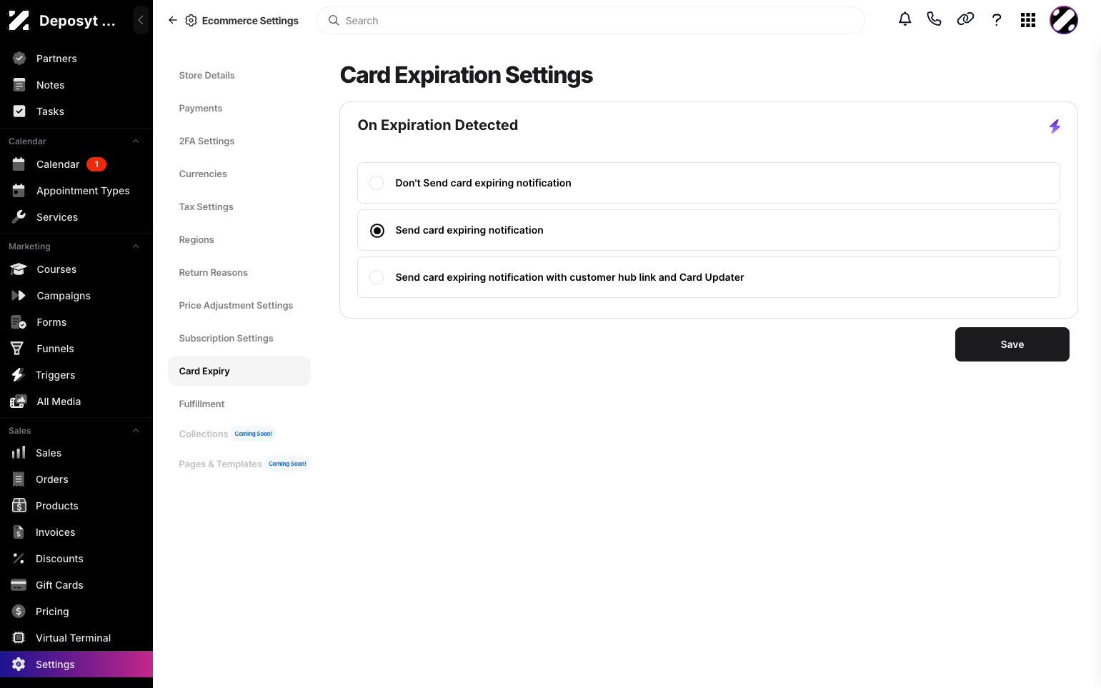 Managing Card Expiration Settings