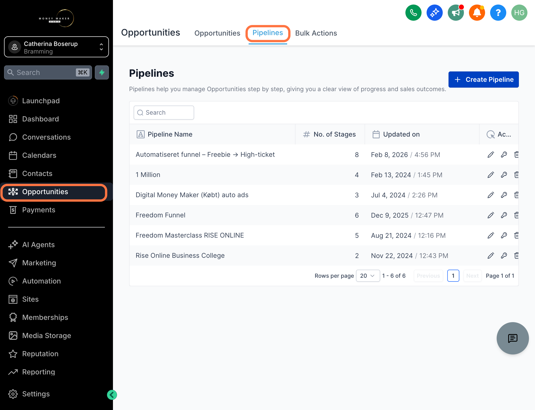 Klik på "Create Pipeline"