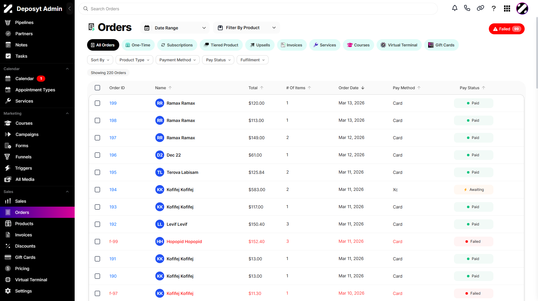 Step 2: You will then be navigated to the Orders tab.
