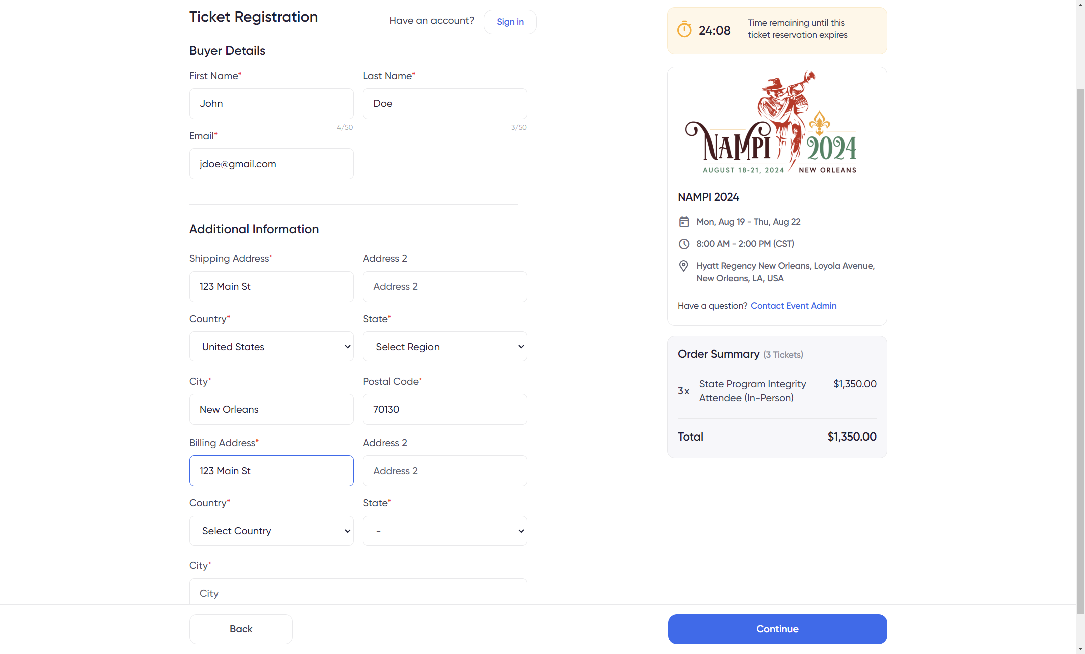 Input Company Billing Address
