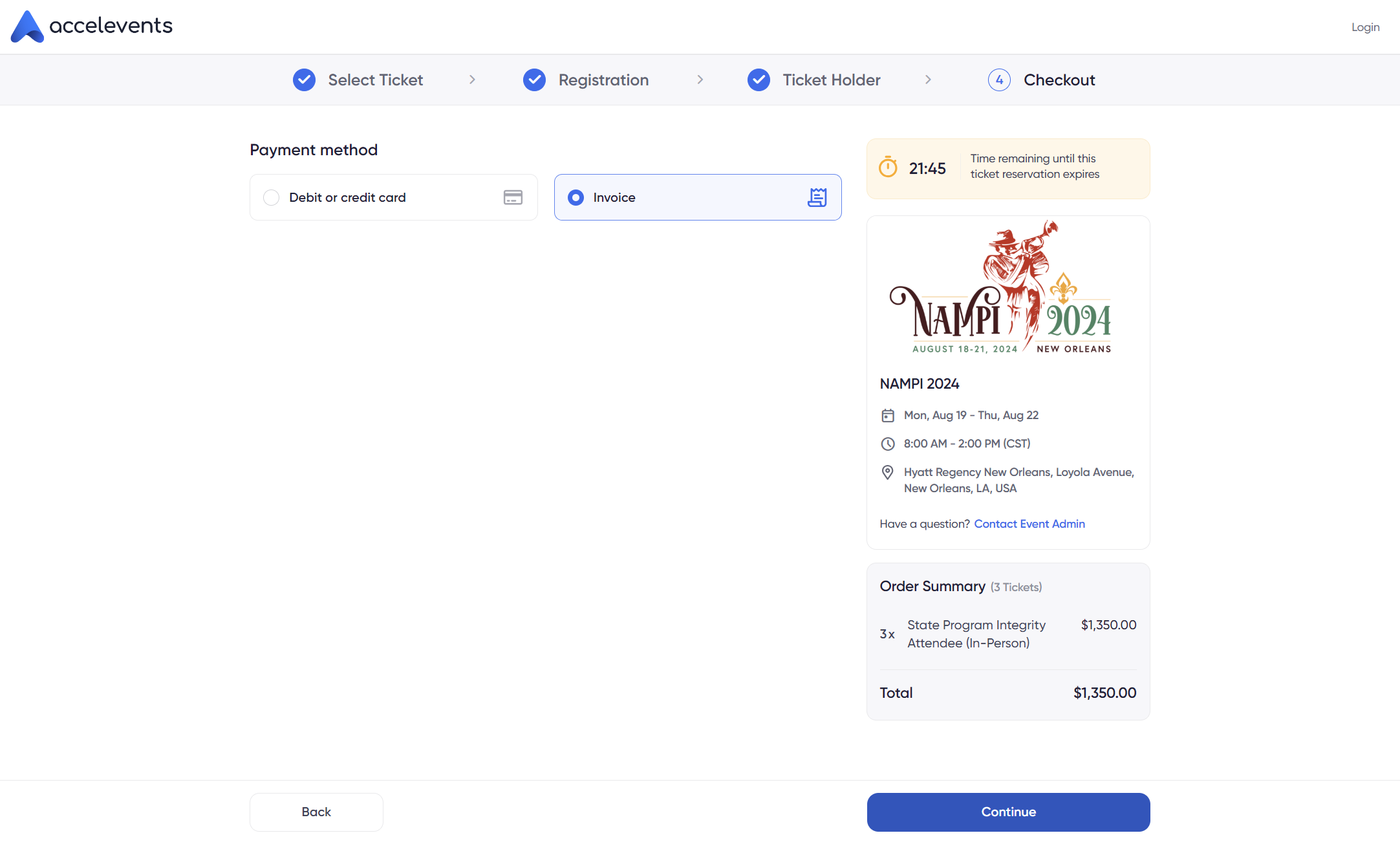 Select payment method and complete checkout
