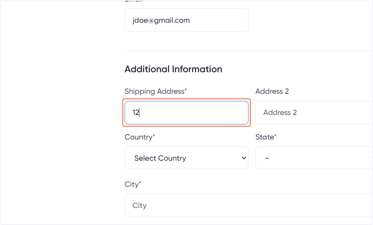 Input Company Shipping Address