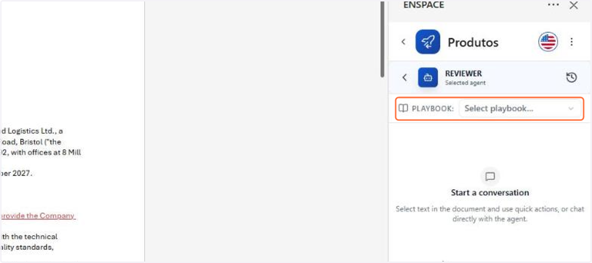 In PLAYBOOK, choose the set of review criteria. Without a playbook, the agent applies only its own rules