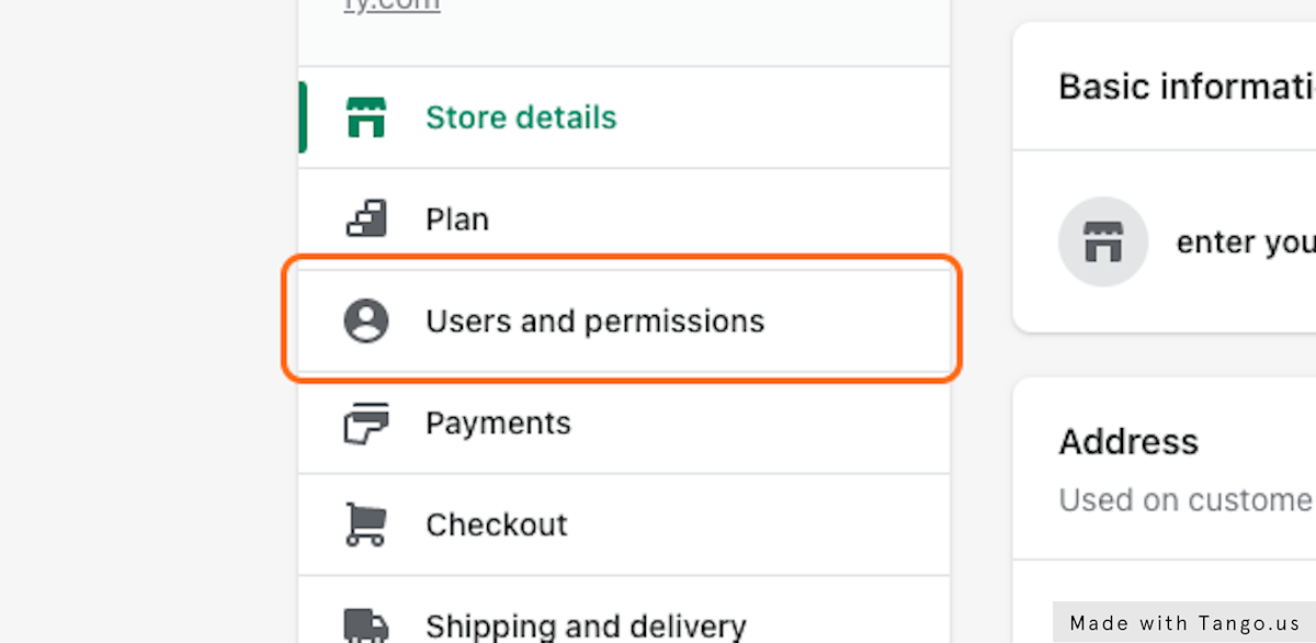 Click on Users and permissions