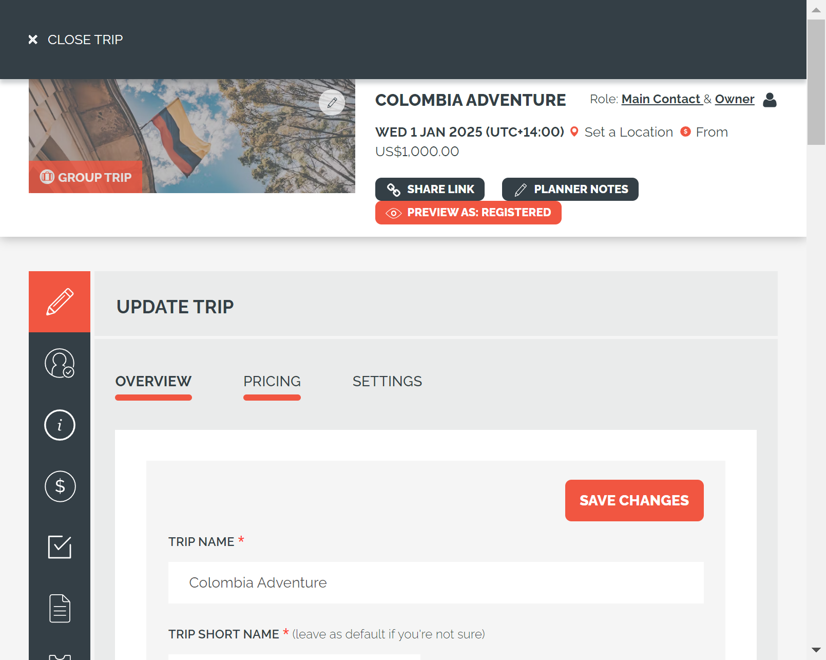 Click on PRICING