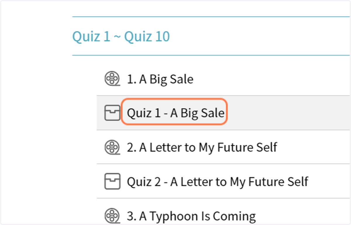 點選 Quiz 1 - A Big Sale…