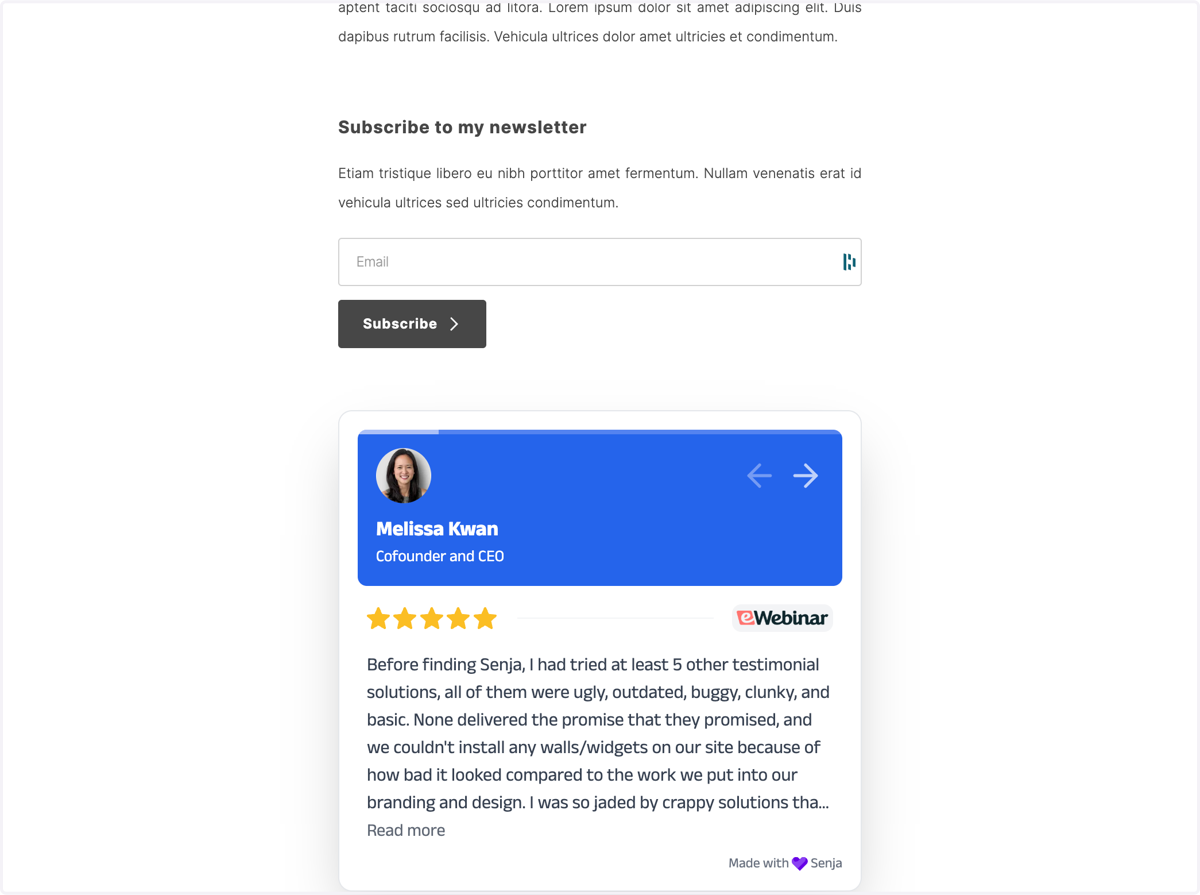 Your Senja widget is now live on your Carrd website