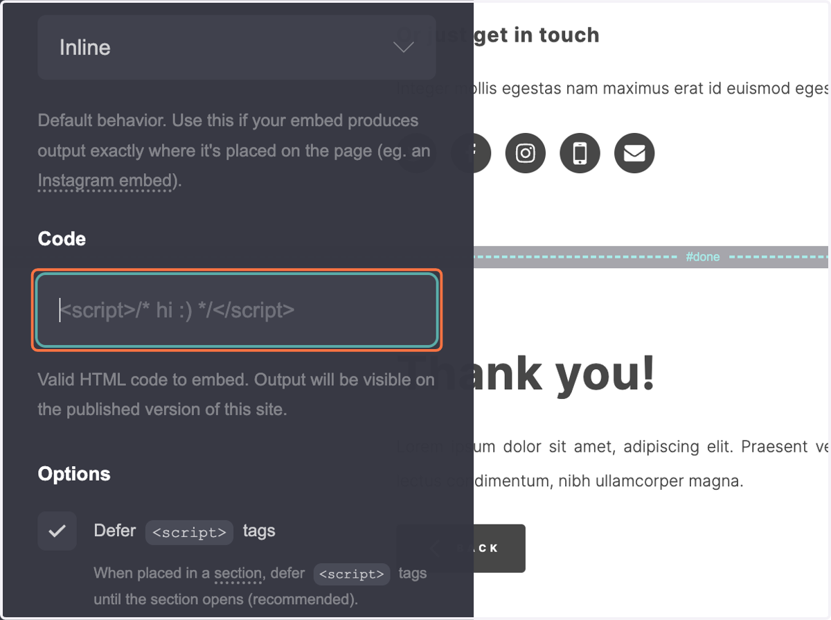 Click on the Code field
