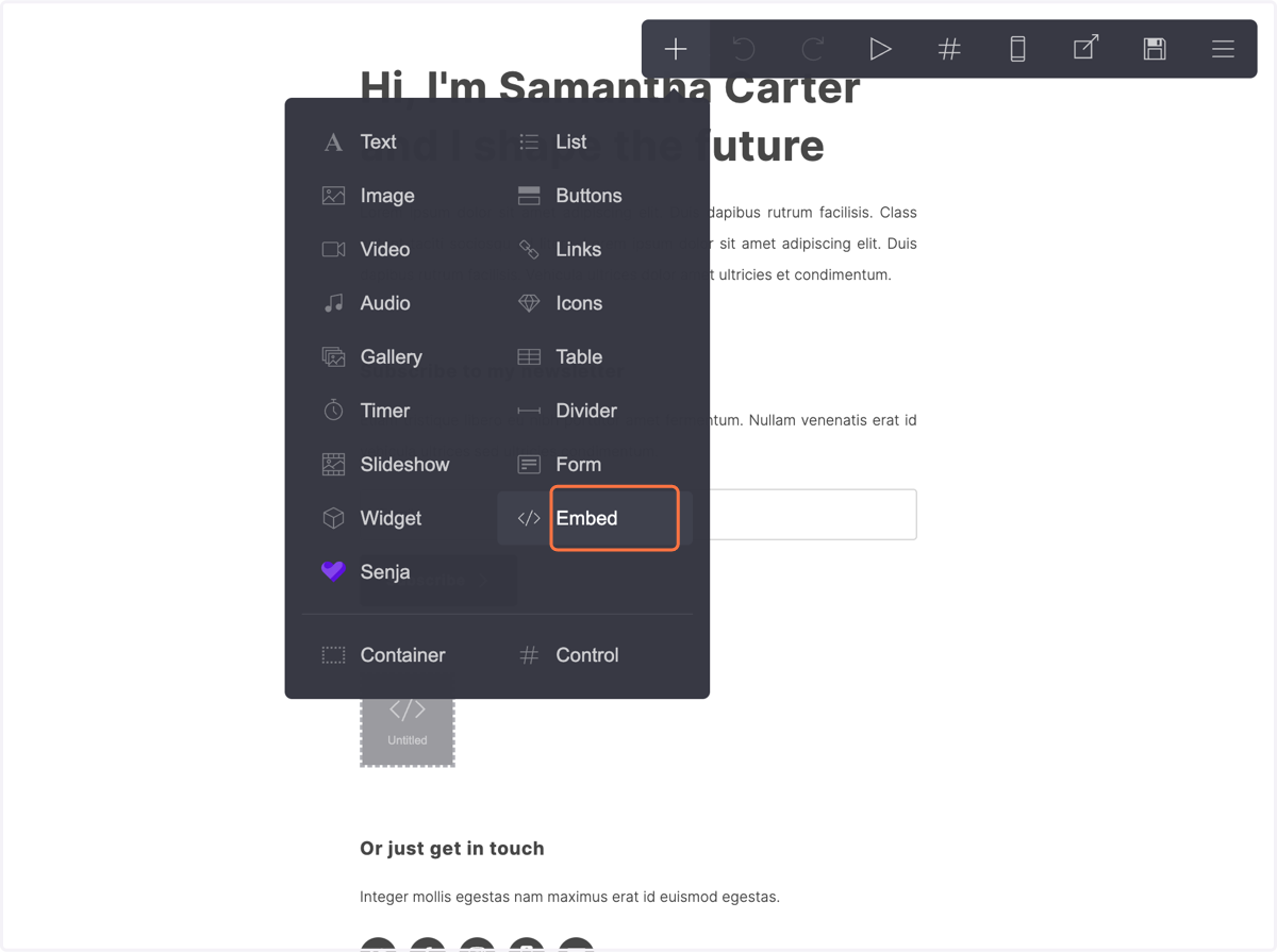 Click on Embed